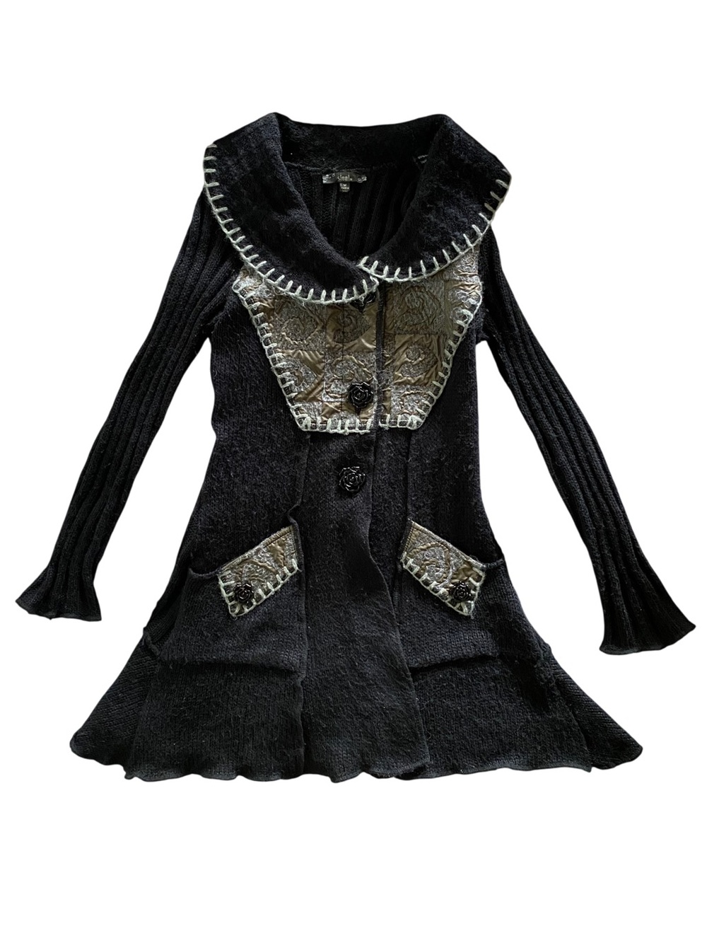 Y2K Cardigan Whimsigoth Grunge Fairycore Knit Sweater Coat Mixed Media Fairy M